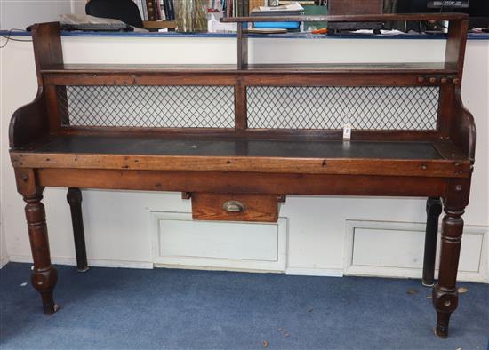 A Victorian pine post office counter L.210cm